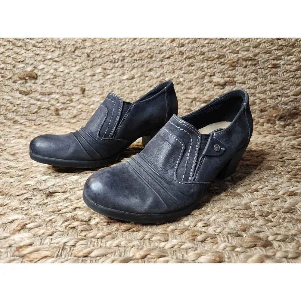 EARTH ORIGINS Women’s 6.5 M Kacie Black Leather Booties Shoes Clogs Slip-On